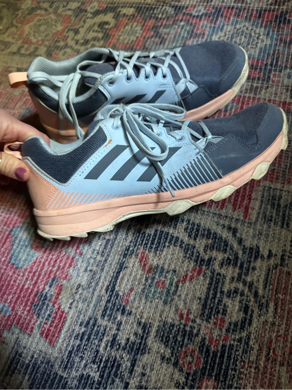 adidas Womenโs Trail Sneakers - Navy and Light Pink
